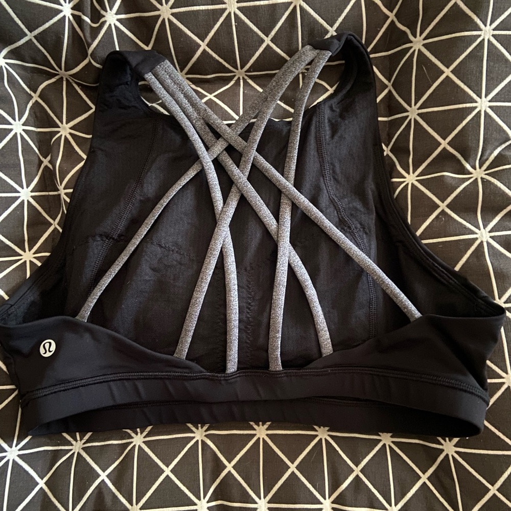 Lululemon Black Sports Bra with Gray Straps
